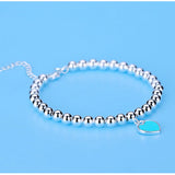 925 Silver Heart Pendant Bracelet For Women Party Wedding