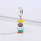 925 Silver Beads Charm DIY Bracelet Necklace Old Man Enamel Pendant