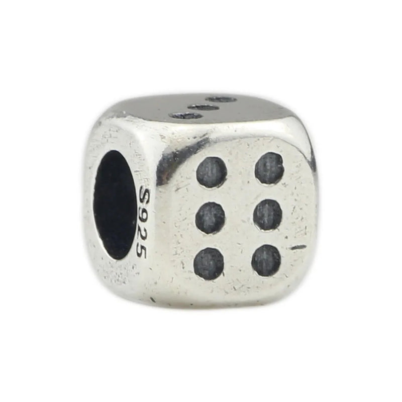 925 Sterling Silver Lucky Dice Charm for European Troll Bracelet