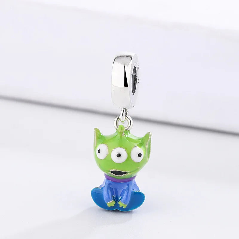 925 Silver Alien Enamel Beads Charm for Jewelry Making
