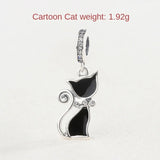 925 Sterling Silver Cat Charm Enamel Bead for Jewelry Making