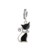 925 Sterling Silver Cat Charm Enamel Bead for Jewelry Making