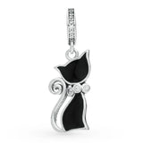 925 Sterling Silver Cat Charm Enamel Bead for Jewelry Making
