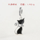 925 Sterling Silver Cat Charm Enamel Bead for Jewelry Making