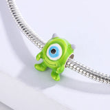 925 Silver Enamel Green-Haired Monocular Charms for Jewelry Making