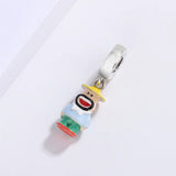 925 Silver Enamel Cartoon Old Man Charm Beads for Jewelry Making