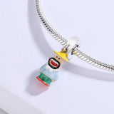 925 Silver Enamel Cartoon Old Man Charm Beads for Jewelry Making