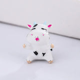 925 Silver Pink Cow Charm Enamel Cartoon Beads for Jewelry Making