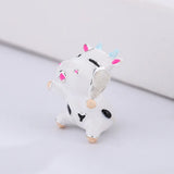 925 Silver Pink Cow Charm Enamel Cartoon Beads for Jewelry Making