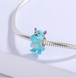 925 Silver Enamel Strawberry Bear Charm Beads DIY Jewelry Making