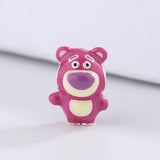 925 Silver Enamel Strawberry Bear Charm Beads DIY Jewelry Making