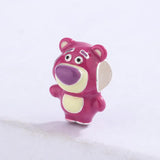 925 Silver Enamel Strawberry Bear Charm Beads DIY Jewelry Making