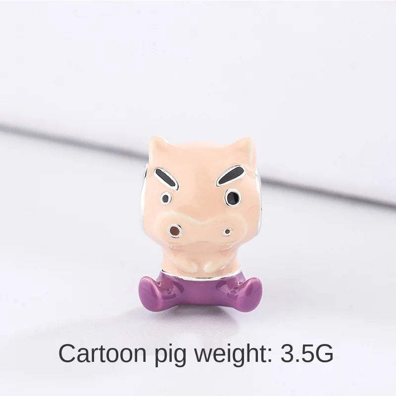925 Silver Pig Bead Charm for Jewelry Making