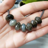 925 Silver Charm Bead Natural Labradorite Stone for European Bracelet