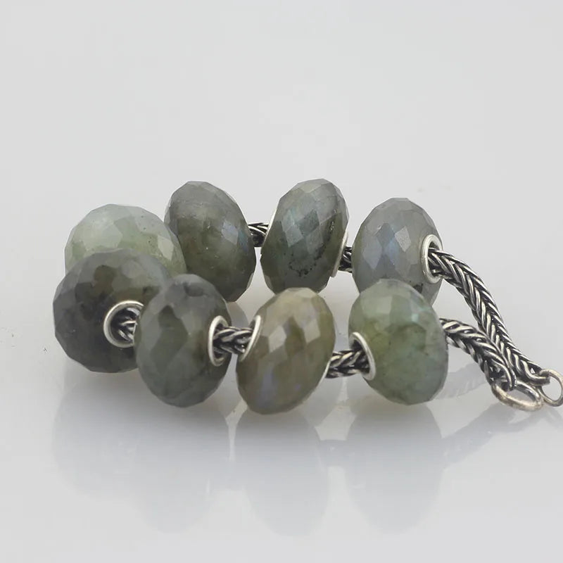 925 Silver Charm Bead Natural Labradorite Stone for European Bracelet