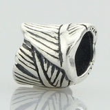 925 Silver Feather Charm Beads for European Troll Bracelet