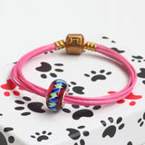 925 Silver Glass Bead Charm for European Troll 3.0mm Bracelet