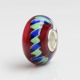 925 Silver Glass Bead Charm for European Troll 3.0mm Bracelet