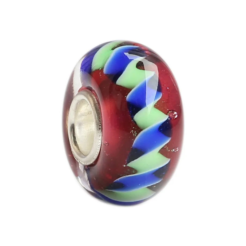 925 Silver Glass Bead Charm for European Troll 3.0mm Bracelet