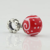 925 Silver Red Glass Bead Pendant European Bracelet Charm