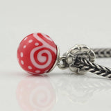925 Silver Red Glass Bead Pendant European Bracelet Charm