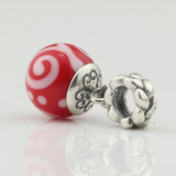 925 Silver Red Glass Bead Pendant European Bracelet Charm