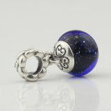 925 Silver Starry Sky Glass Bead Pendant for Bracelet