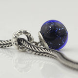 925 Silver Starry Sky Glass Bead Pendant for Bracelet