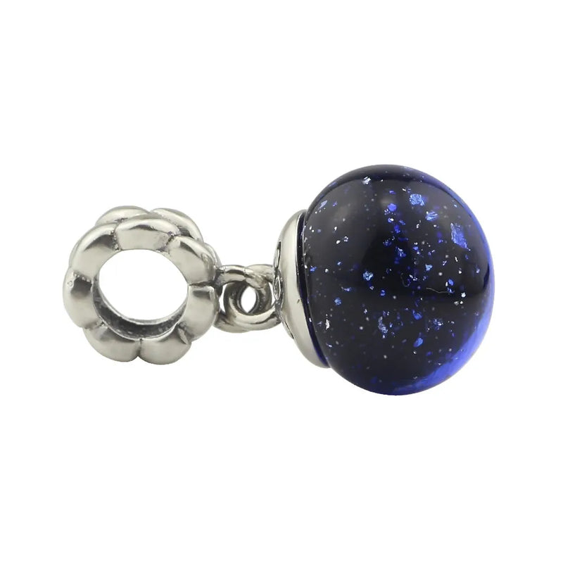 925 Silver Starry Sky Glass Bead Pendant for Bracelet