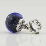 925 Silver Starry Sky Glass Bead Pendant for Bracelet