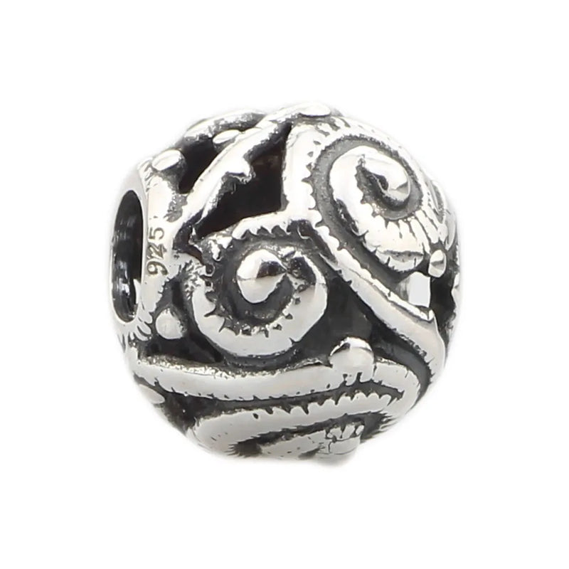 925 Silver Whorl Buddha Beads for European Bracelet Jewelry