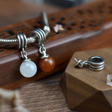 925 Sterling Silver Beads Charm Jade Agate Bracelet Jewelry