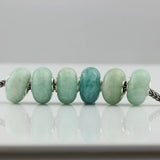 925 Silver Beads Charm Natural Stone Glossy Amazonite Beads