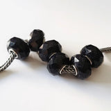 925 Silver Charm Sand Stone Square Carved Bead for European Bracelet