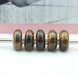 925 Silver Beads Charm Tigereye Drawing Stone Fit European Troll Bracelet