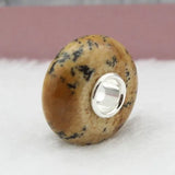 925 Silver Beads Charm Tigereye Drawing Stone Fit European Troll Bracelet