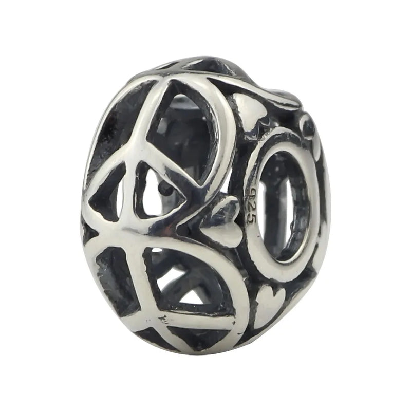 925 Silver Beads Charm Pearl of Love Peace for European Troll 3.0mm Bracelet