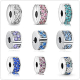 925 Sterling Silver Pink Pav? Clip Flowr Bead Charms for Bracelets