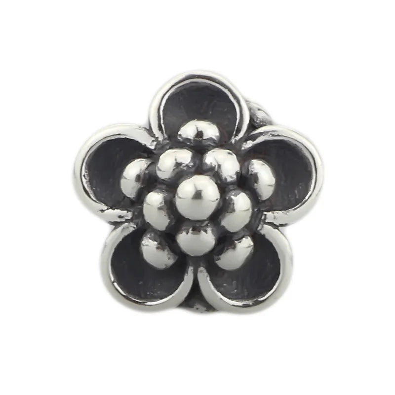 925 Silver Water Lily Flower Bead Charm European Troll Bracelet Jewelry