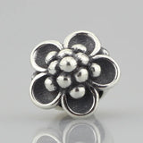 925 Silver Water Lily Flower Bead Charm European Troll Bracelet Jewelry
