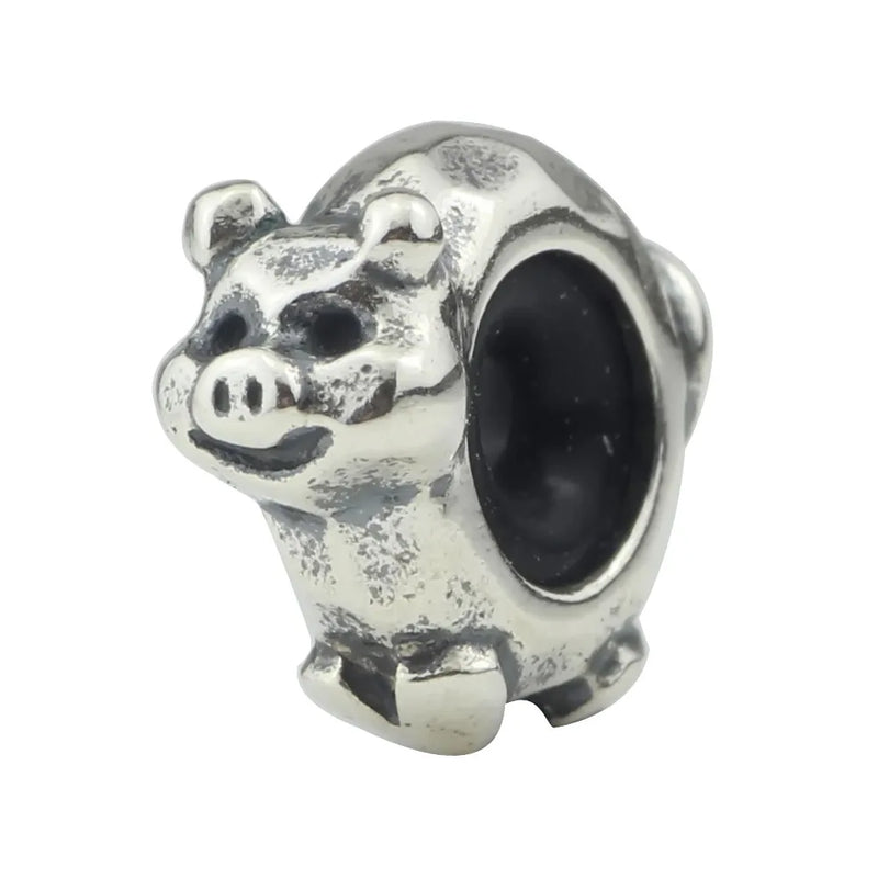 925 Silver Zodiac Pig Charm Bead for European Troll Bracelet Jewelry