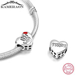 925 Silver Red Heart MOM Charm Bracelet Bead Mother's Gift