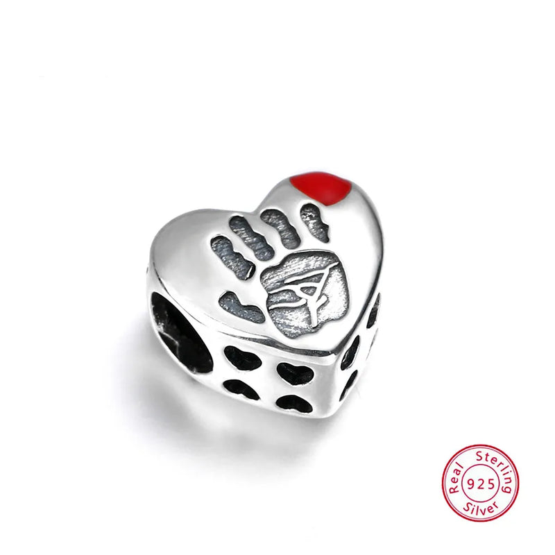 925 Silver Red Heart MOM Charm Bracelet Bead Mother's Gift