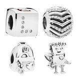 925 Silver Beads Charms For Bracelets DIY Disc Arrow Heart Bot Butterfly Wing
