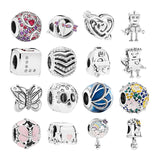 925 Silver Beads Charms For Bracelets DIY Disc Arrow Heart Bot Butterfly Wing