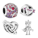 925 Silver Beads Charms For Bracelets DIY Disc Arrow Heart Bot Butterfly Wing