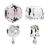 925 Silver Beads Charms For Bracelets DIY Disc Arrow Heart Bot Butterfly Wing