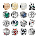 925 Silver Beads Bracelets DIY Jewelry Panda Hearts Snowflake Charms