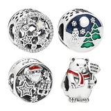 925 Silver Beads Bracelets DIY Jewelry Panda Hearts Snowflake Charms