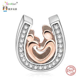 925 Silver Mom and Kid Horseshoe Charm Beads for Bracelet